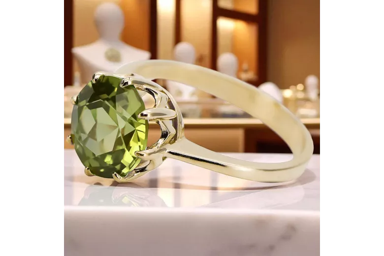 Pierścionek Vintage Biżuteria Żółty Perydot 14k żółte złoto vrc157y